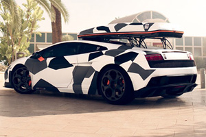 DMC makes Jon Olsson a Camouflage Lamborghini Gallardo for Skiing